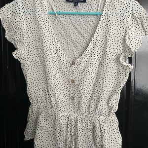 White Polka Dot Peplum Blouse